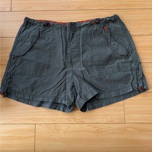American Eagle Outfitters Olive Cargo Shorts with Orange Accents